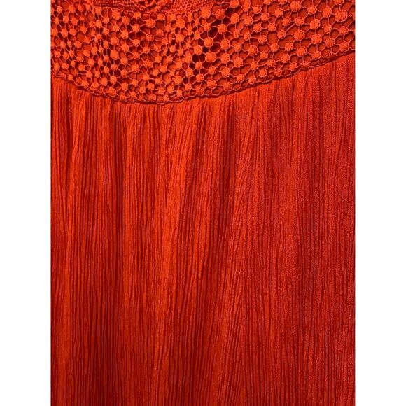 Torrid Size 10 Dress Crochet Lace Eyelet Bodice Gauze Skirt Sleeveless Zip Red - Picture 8 of 10